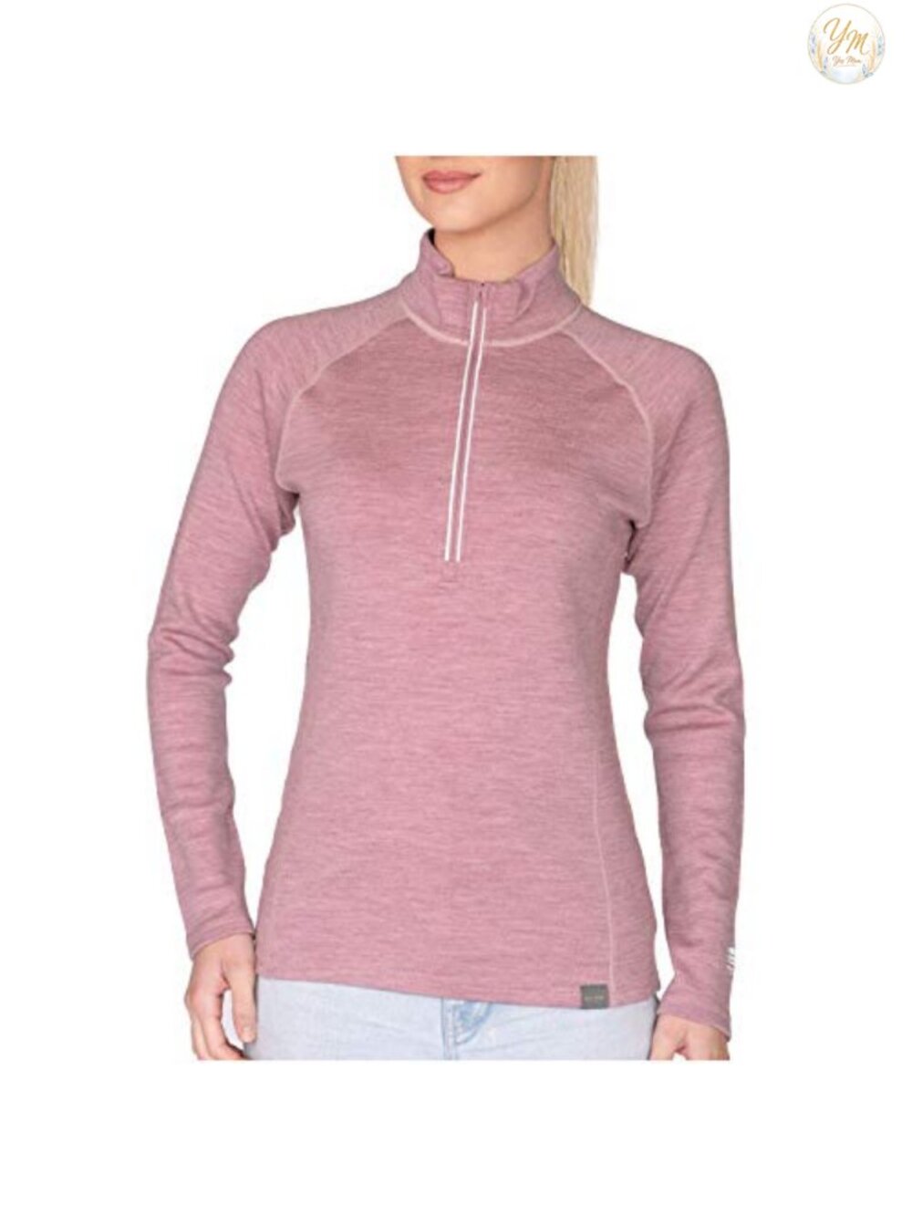 Women's Heavyweight Merino Wool Half Zip Base Layer Pullover 400g